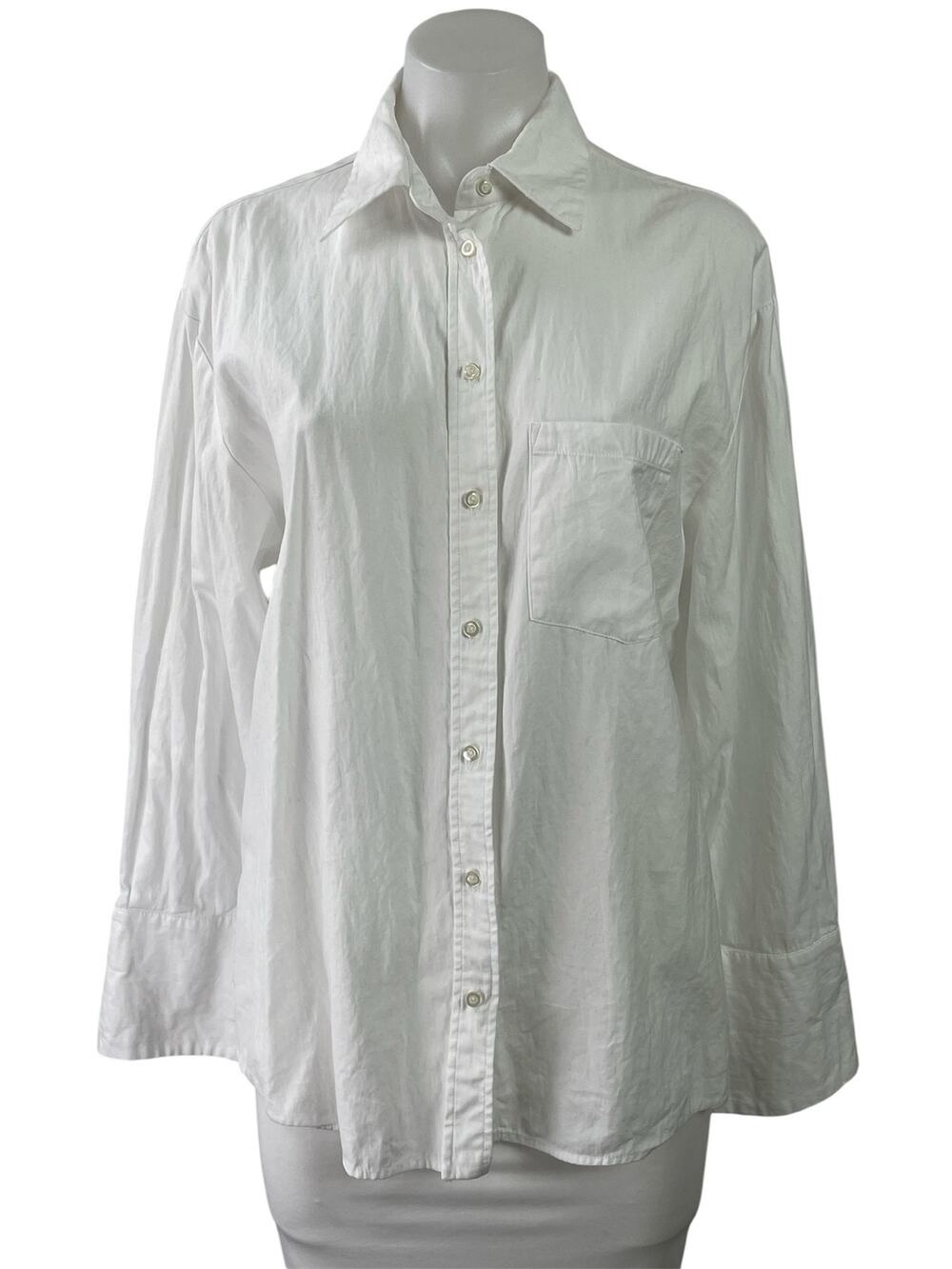 MNG Mango Women's White Long Sleeve Collared Oversixed Button Down Shirt Top 6